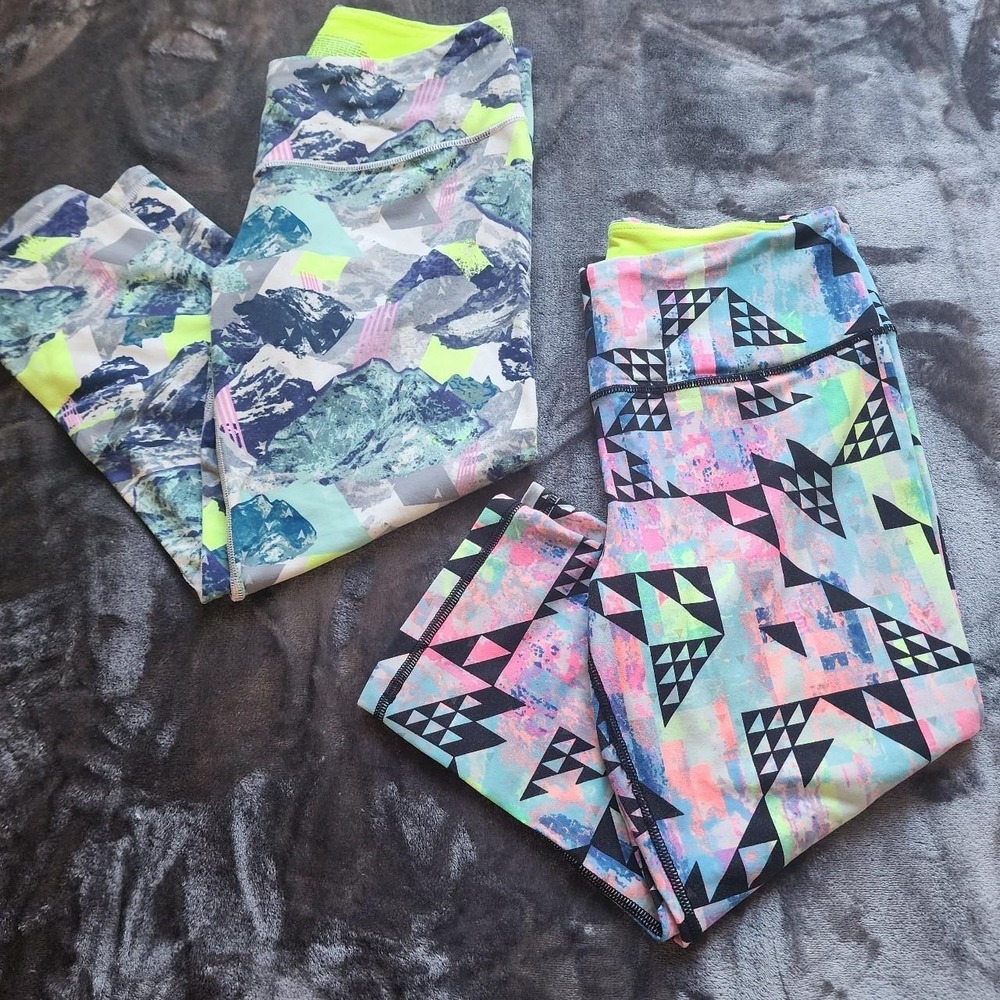 Victoria's Secret VSX Sport Knockout Crop Leggings Set 2 Multi Color Womens M